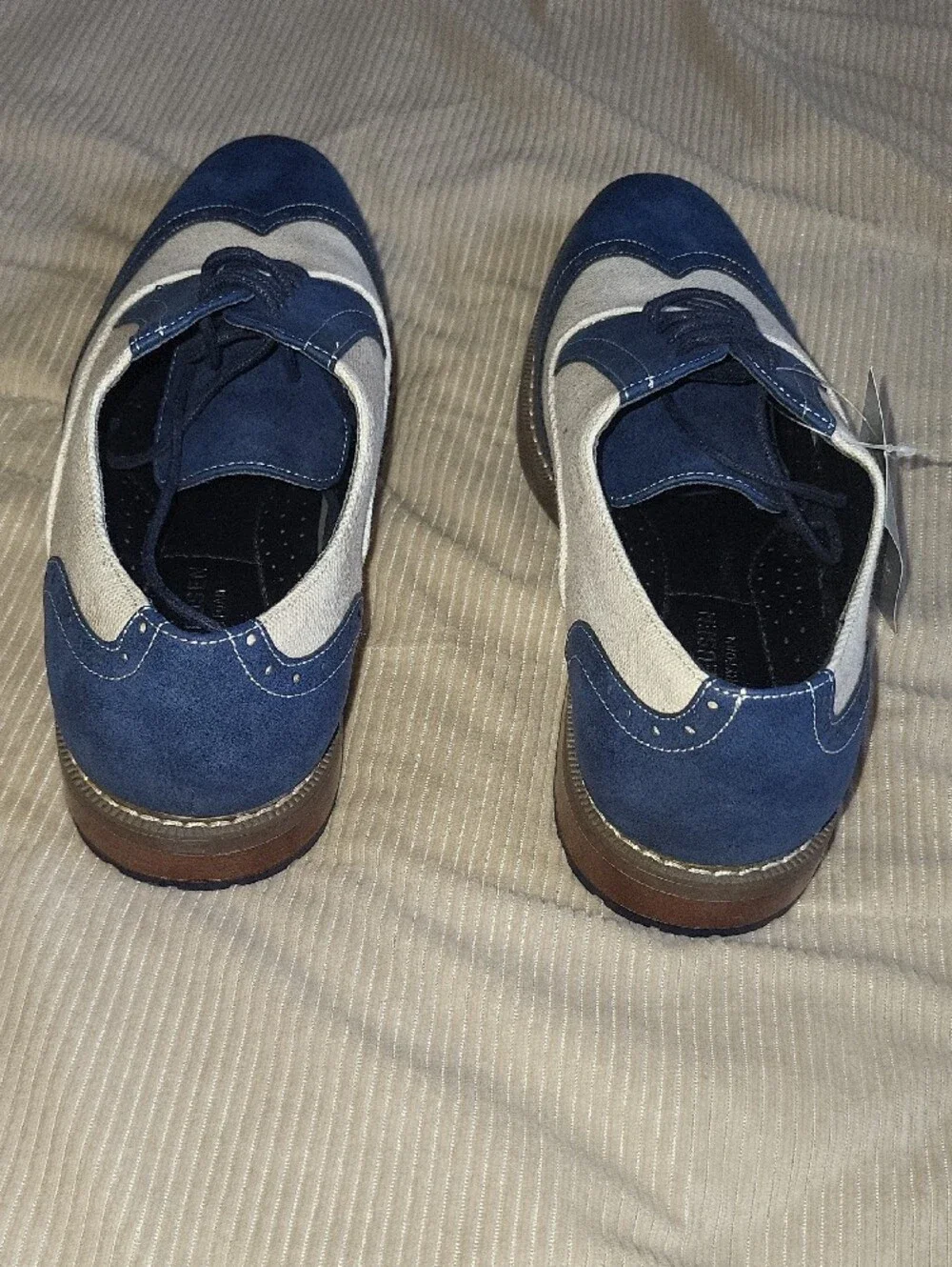 Van Heusen Two-Tone Navy and White Wingtip Oxfords